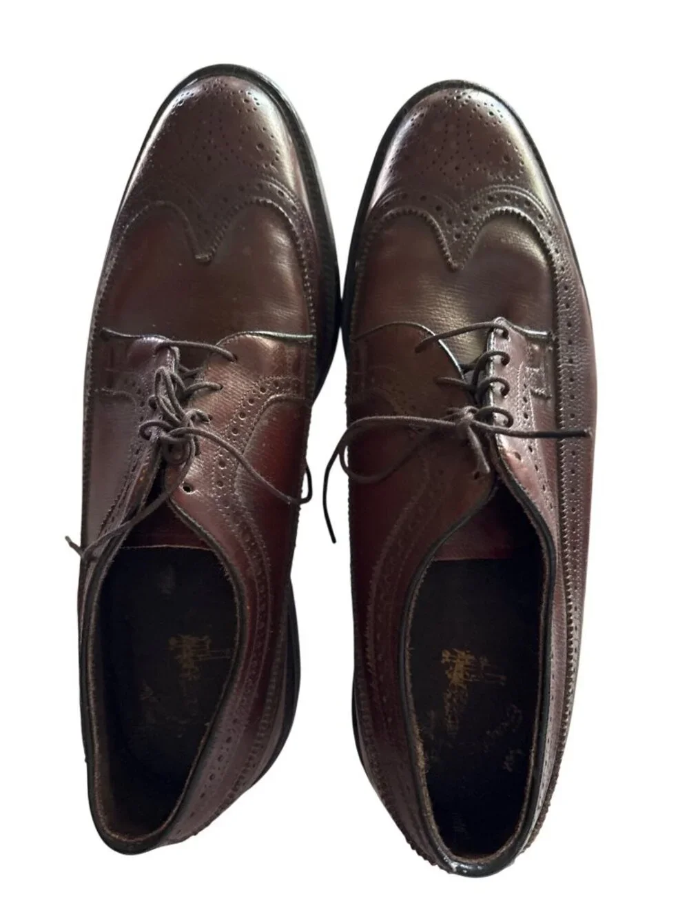 Vintage Mens Leather Wingtip Oxford Shoes Brown Size 8 USA-Made